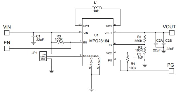 Schematic - Monolithic Power Systems (MPS) MPQ28164 Evaluation Board